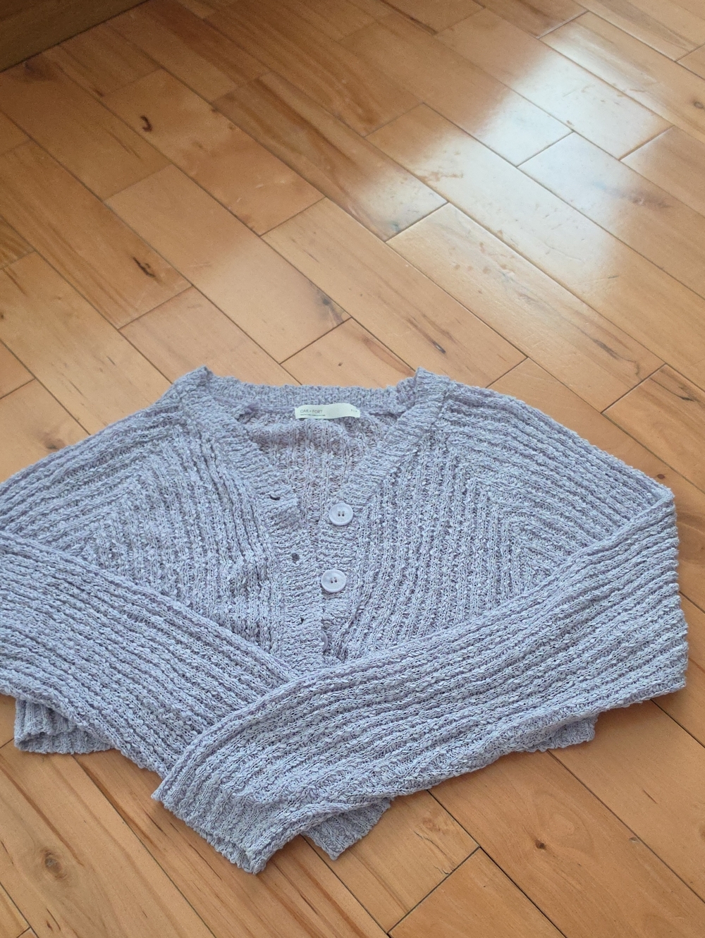 OAK + FORT Lavender Ribbed Knit Cardigan